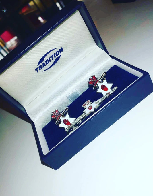 Red hand, Star & Crown Tie clip & Cufflink Set