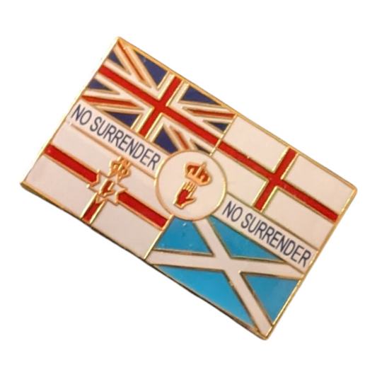 No surrender pin badge