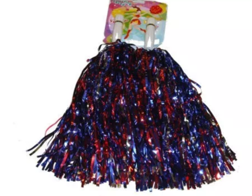 Kids red,white & blue pom poms