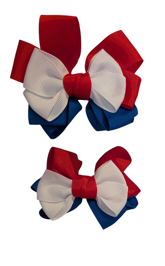 Red white & blue kids bow