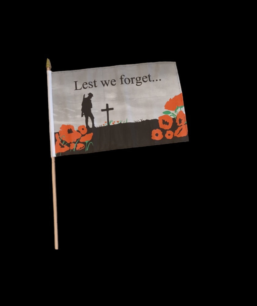 Lest we forget hand flag