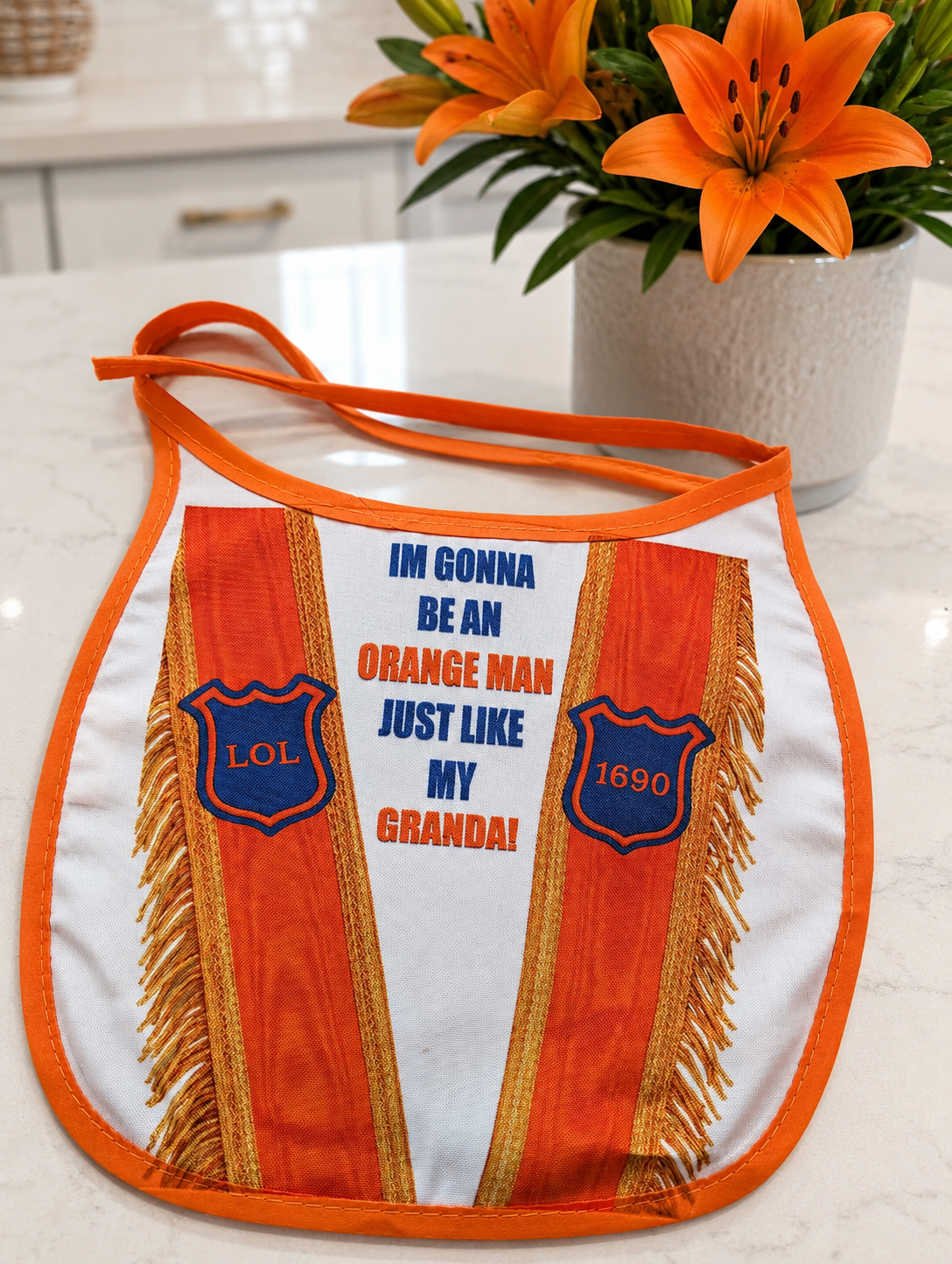 orange man bib