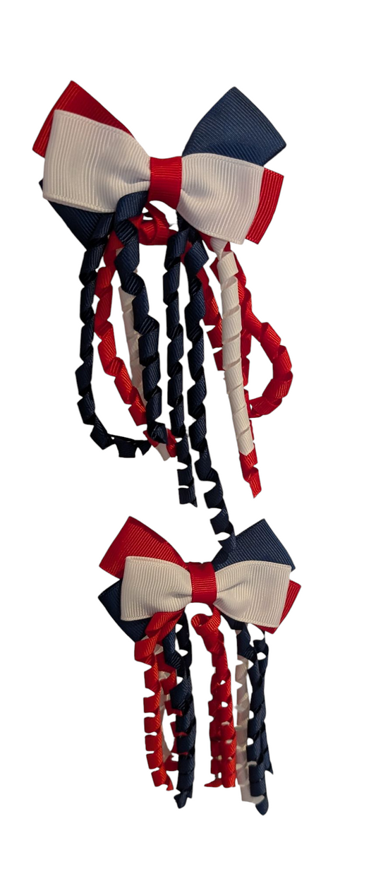 Red white & blue kids bows