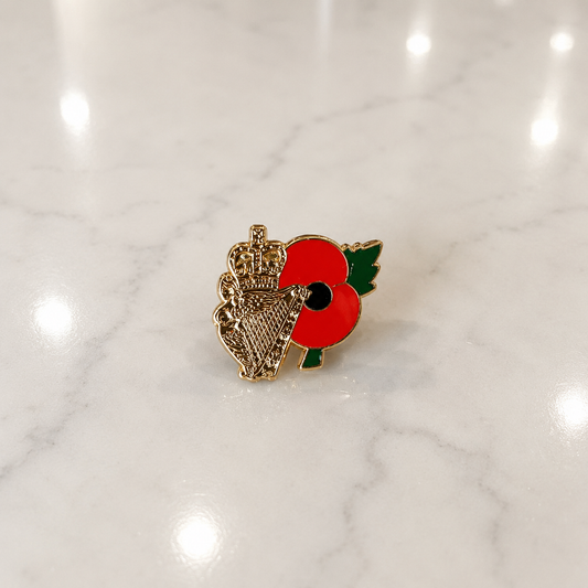 UDR Harp & Poppy Pin Badge