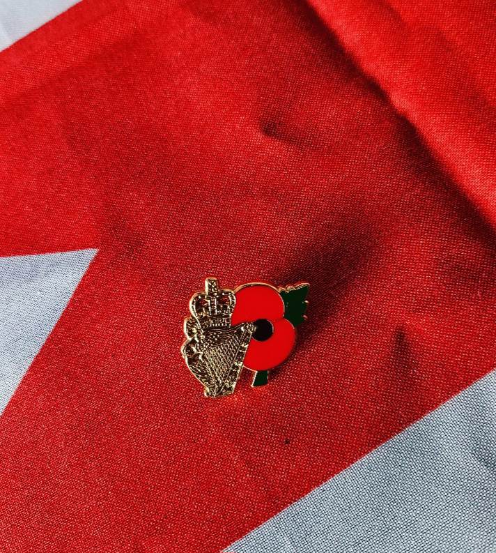 UDR Harp & Poppy Pin Badge